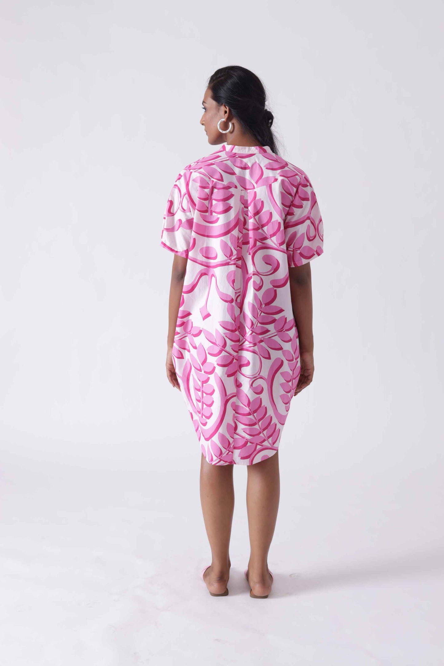 MALIBU Hot Pink Print Balloon Shirt Dress Mala Singh