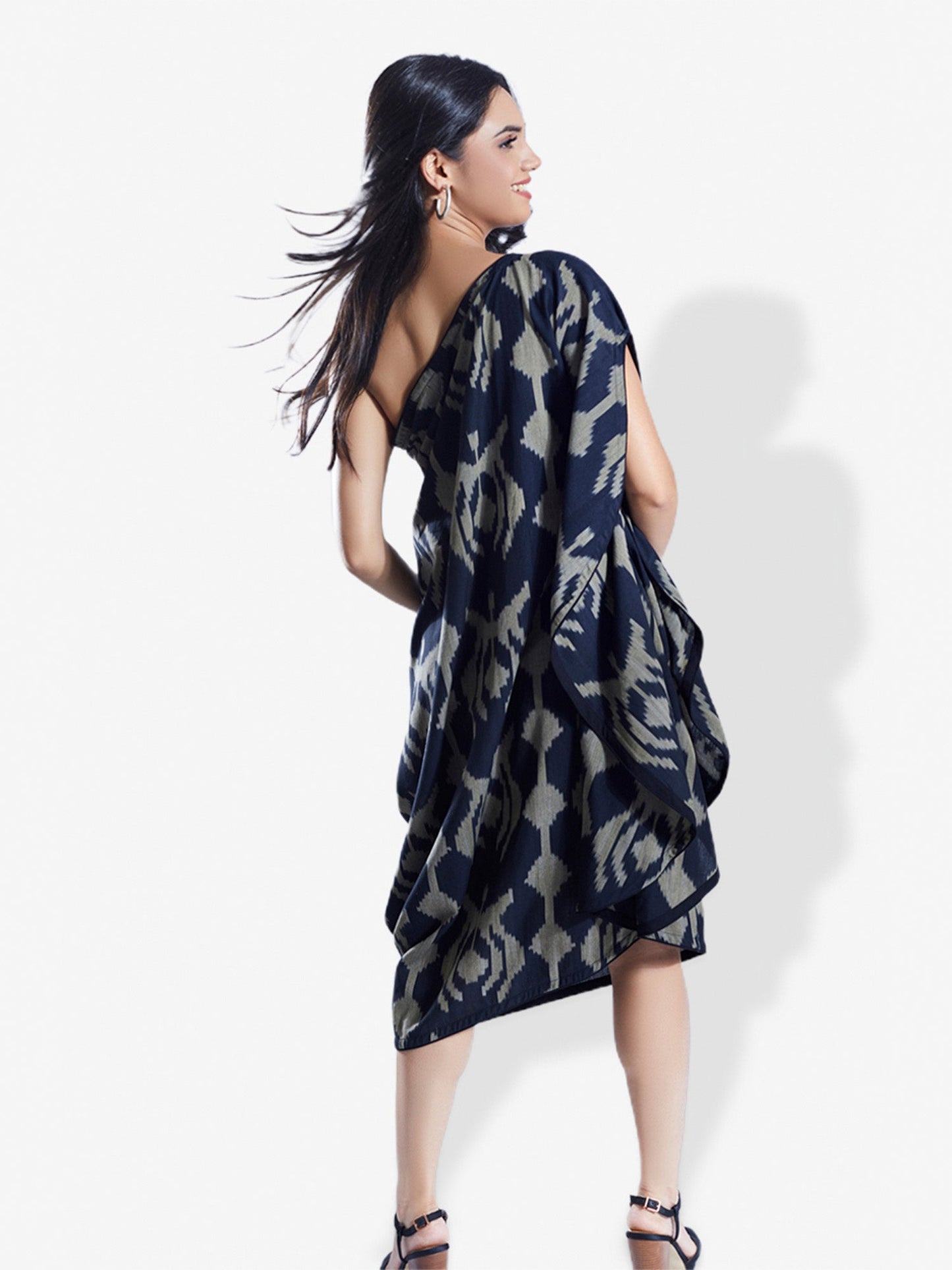 LUNA Black & Sand Woven Ikat Midi Mala Singh