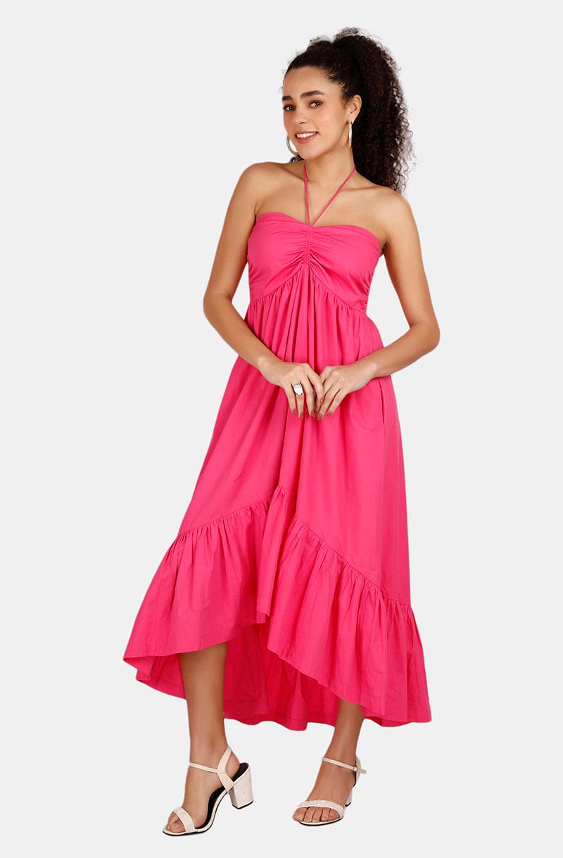 VALENCIA Fuchsia Knee Length Dress Mala Singh