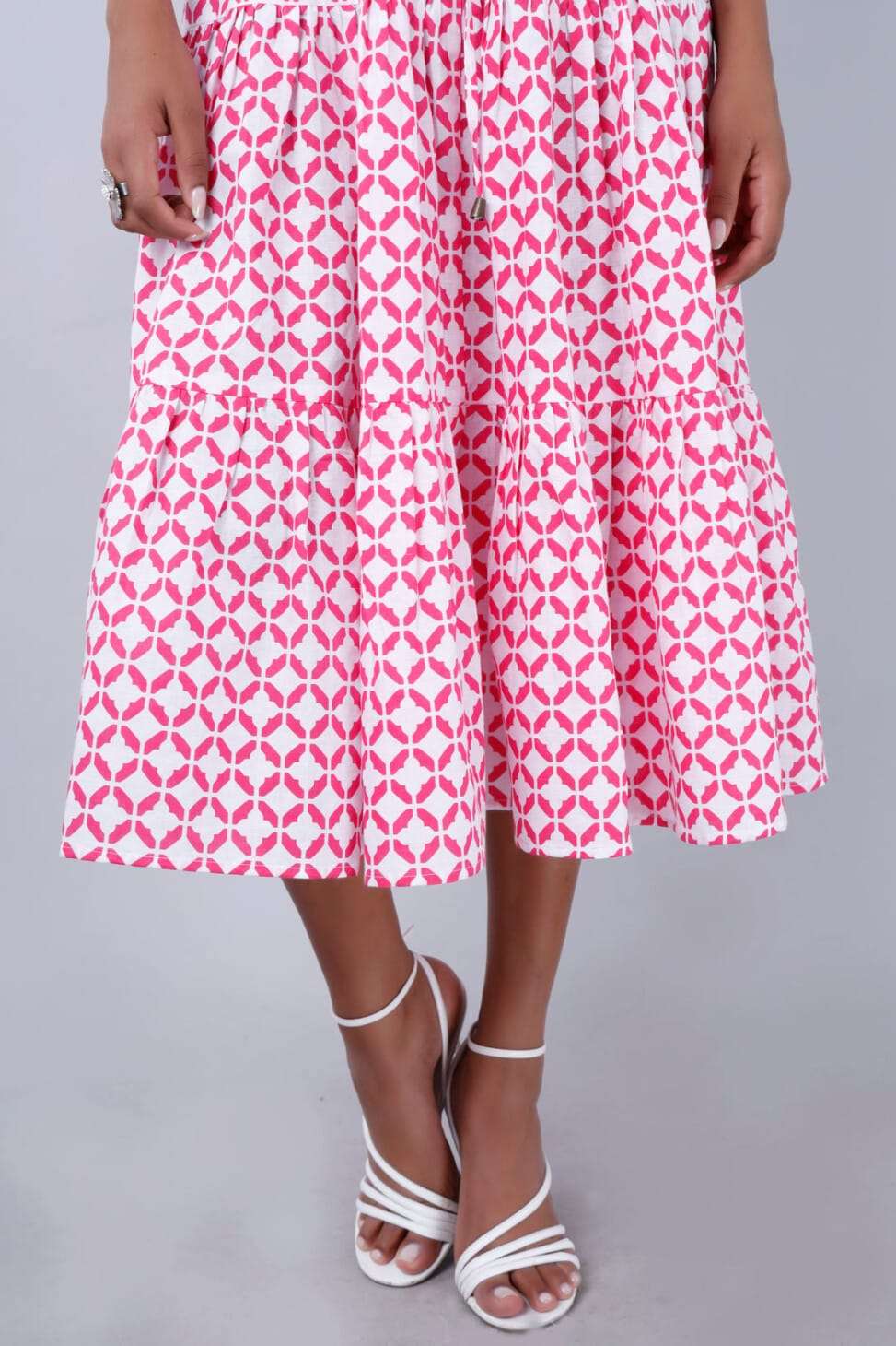 NYLA Boho Shirtdress Pink-White Moroccan Print