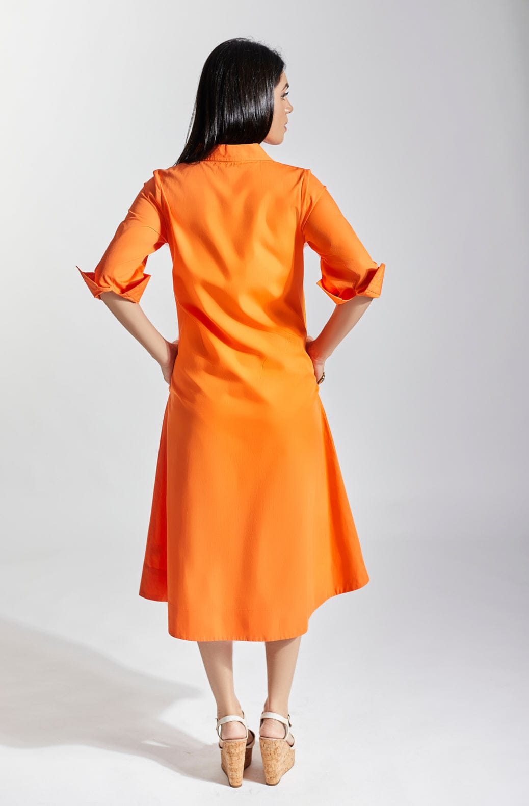 MELODY Orange Shirt Dress Mala Singh