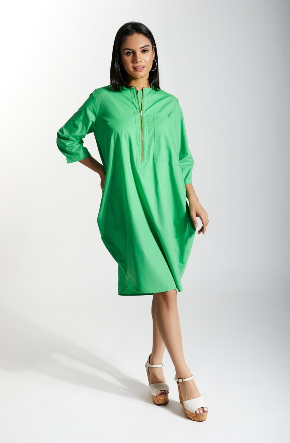 MONACO Apple Green Shirt Dress Mala Singh