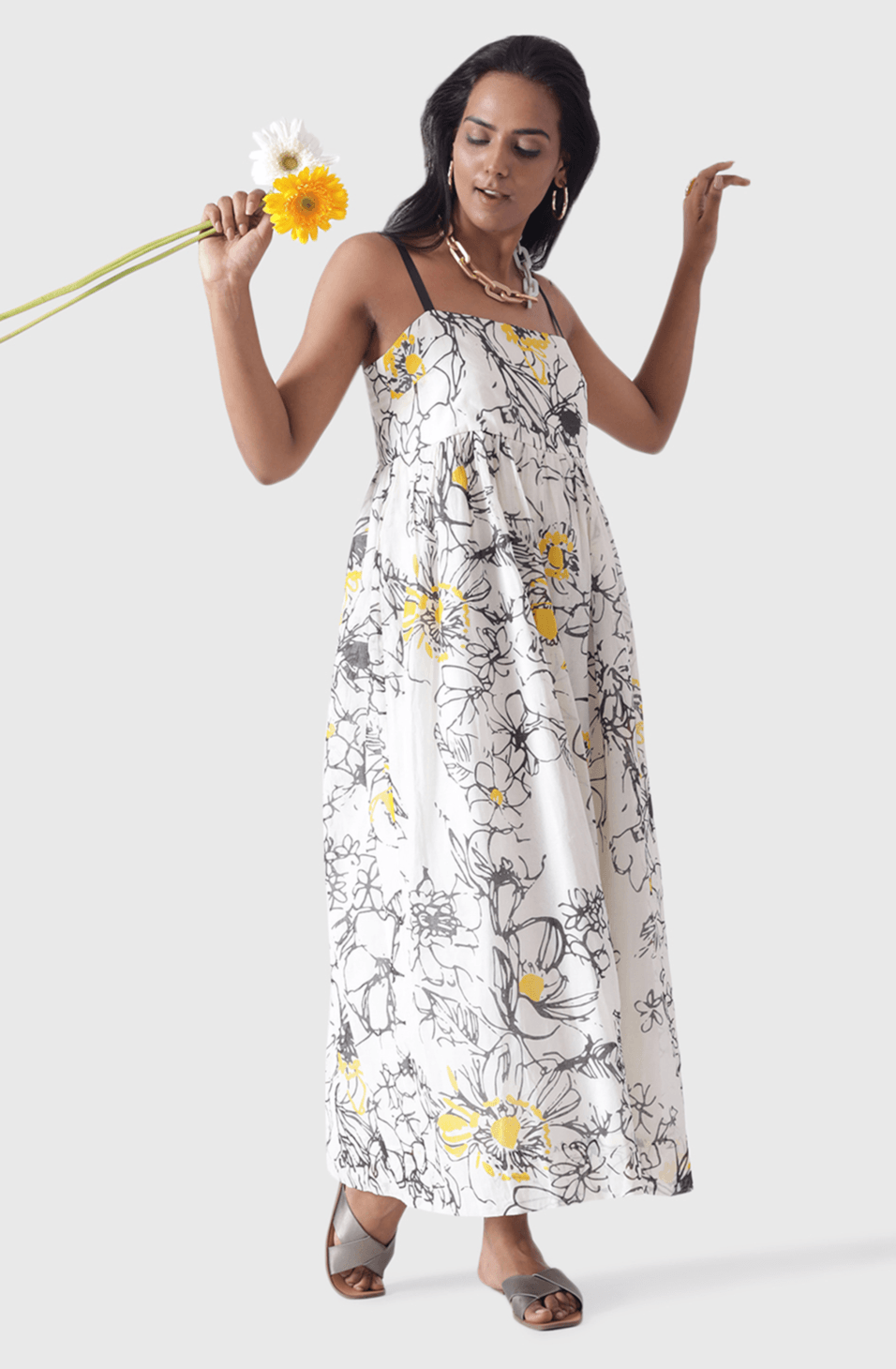 MARBELLA Vintage Floral Print Sun Dress Mala Singh