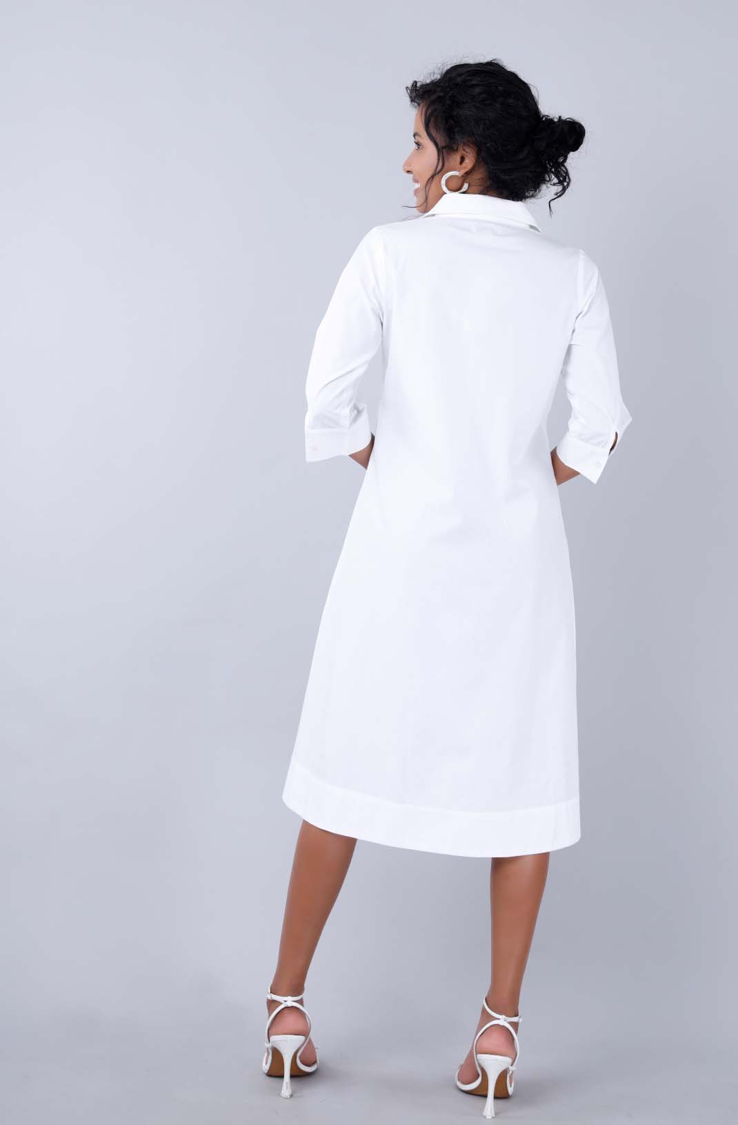 MELODY White Shirt Dress Mala Singh