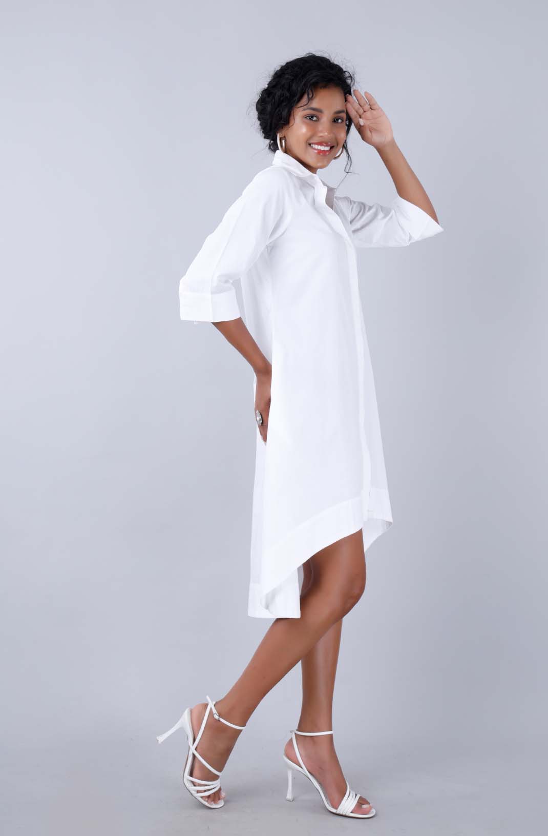 MELODY White Shirt Dress Mala Singh