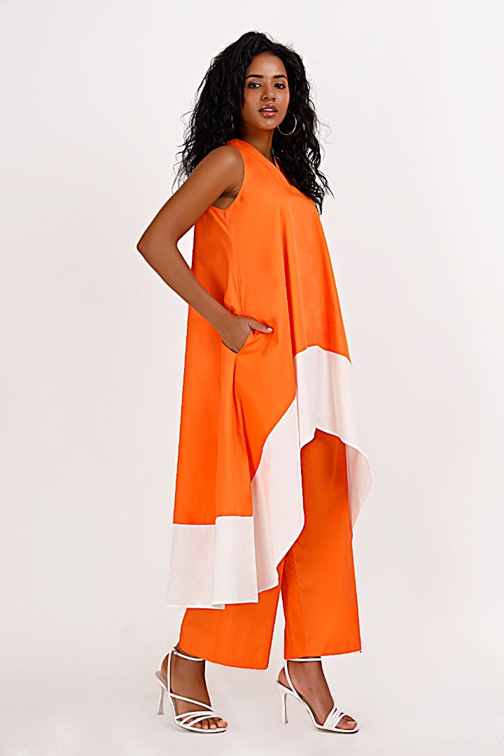 KOCHI White & Orange Co-Ord Set