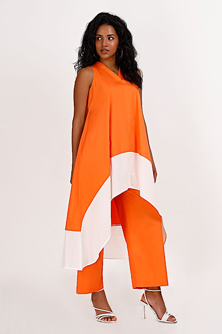 KOCHI White & Orange Co-Ord Set