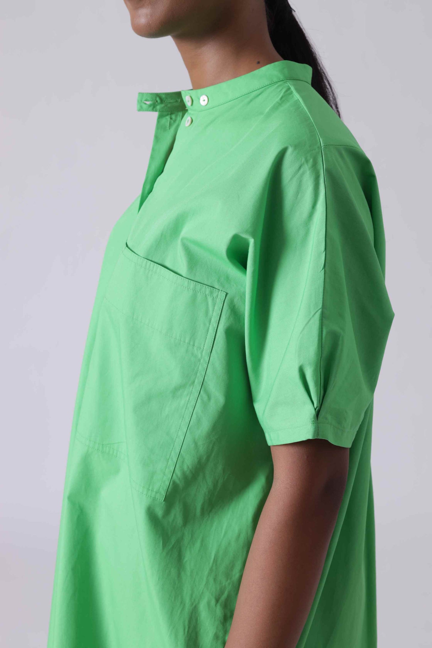 MALIBU Apple Green Balloon Shirt Dress Mala Singh