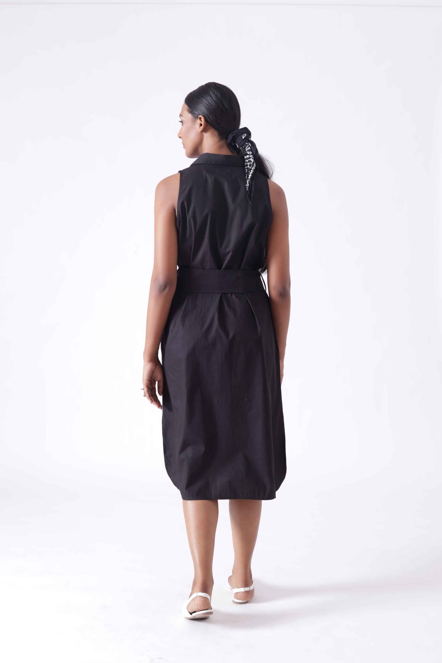 KANSAS Black Sleeveless Shirt Dress Mala Singh