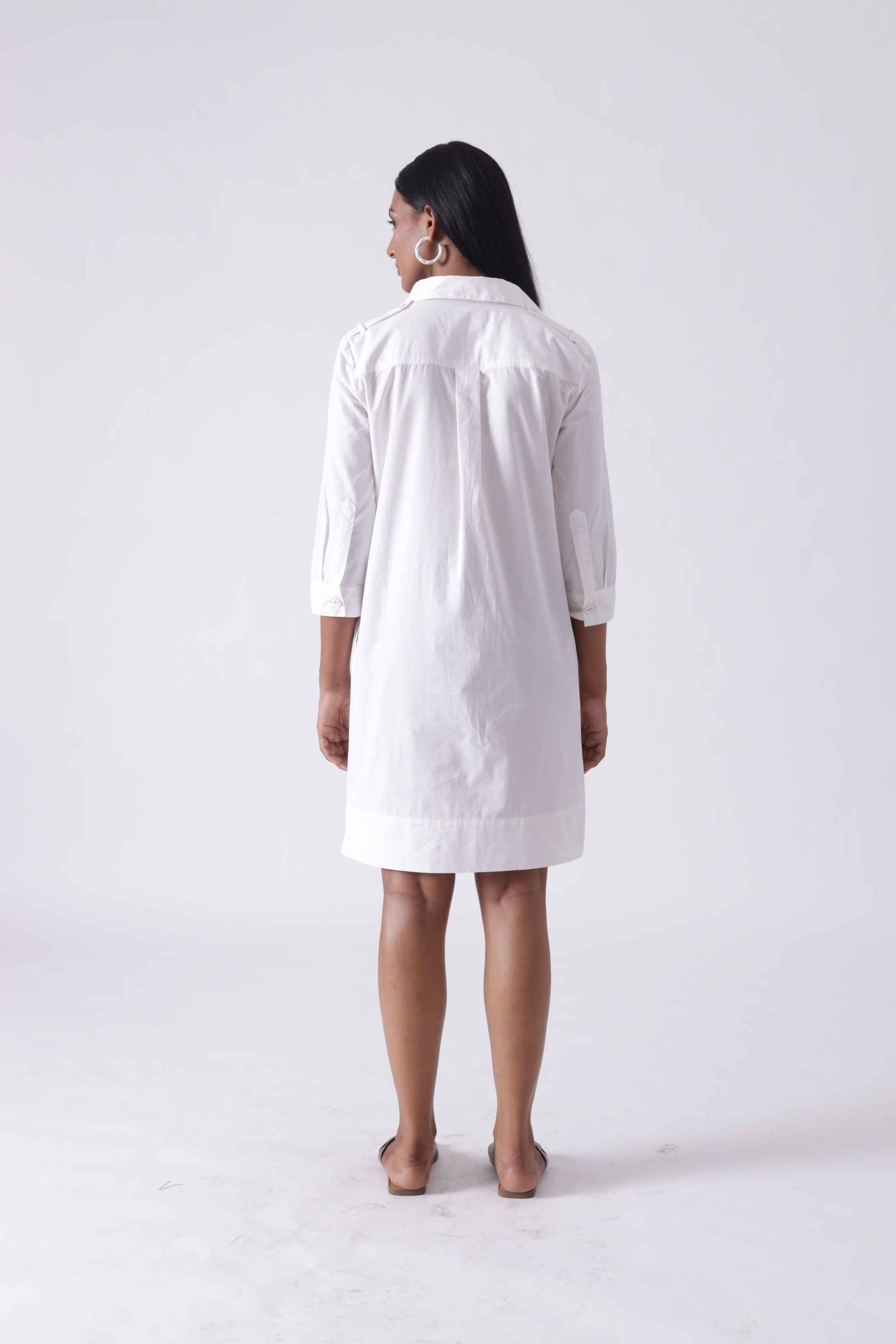 LILLE White Midi Shirt Dress Mala Singh