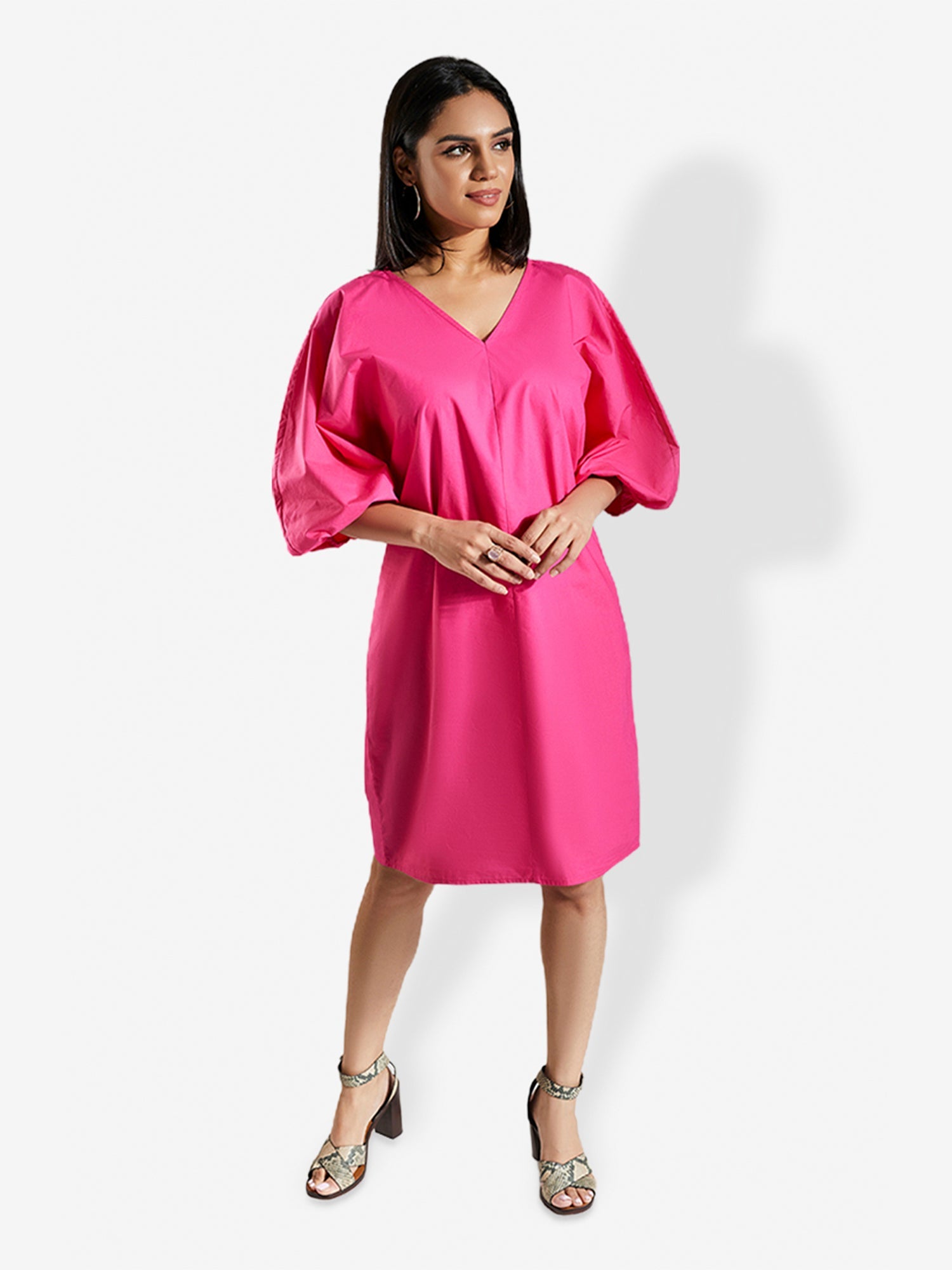 LIZ Fuchsia Knee Length Dress Mala Singh