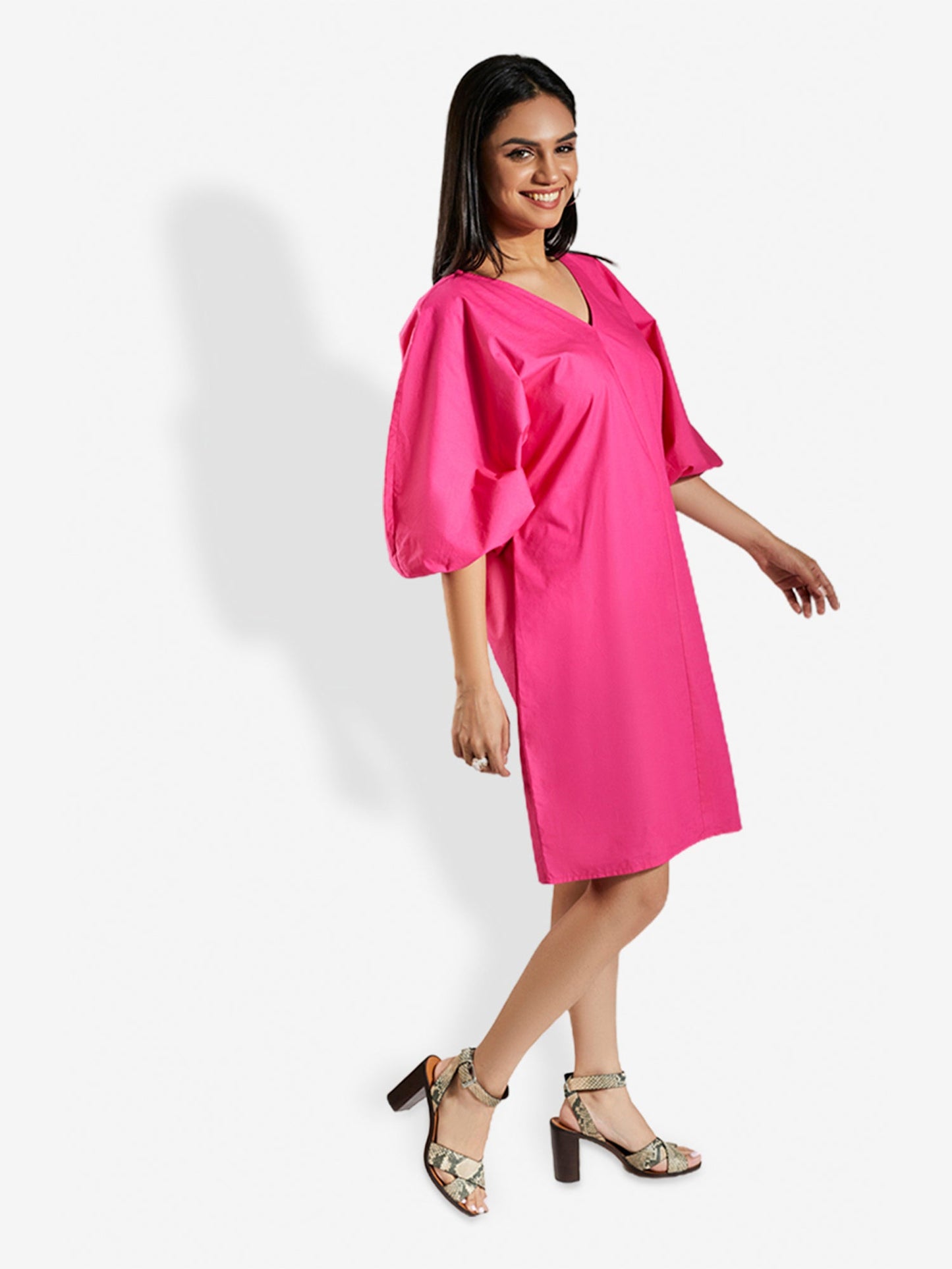 LIZ Fuchsia Knee Length Dress Mala Singh