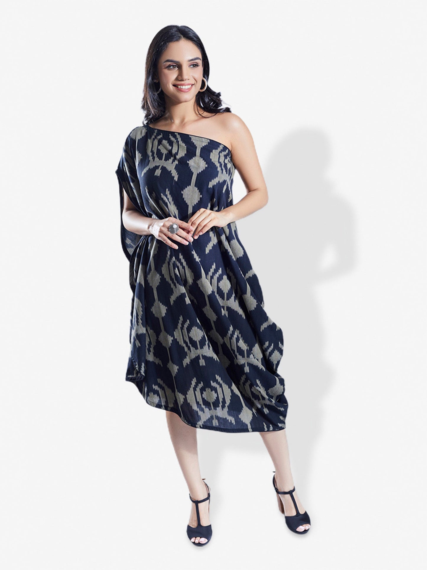 LUNA Black & Sand Woven Ikat Midi Mala Singh