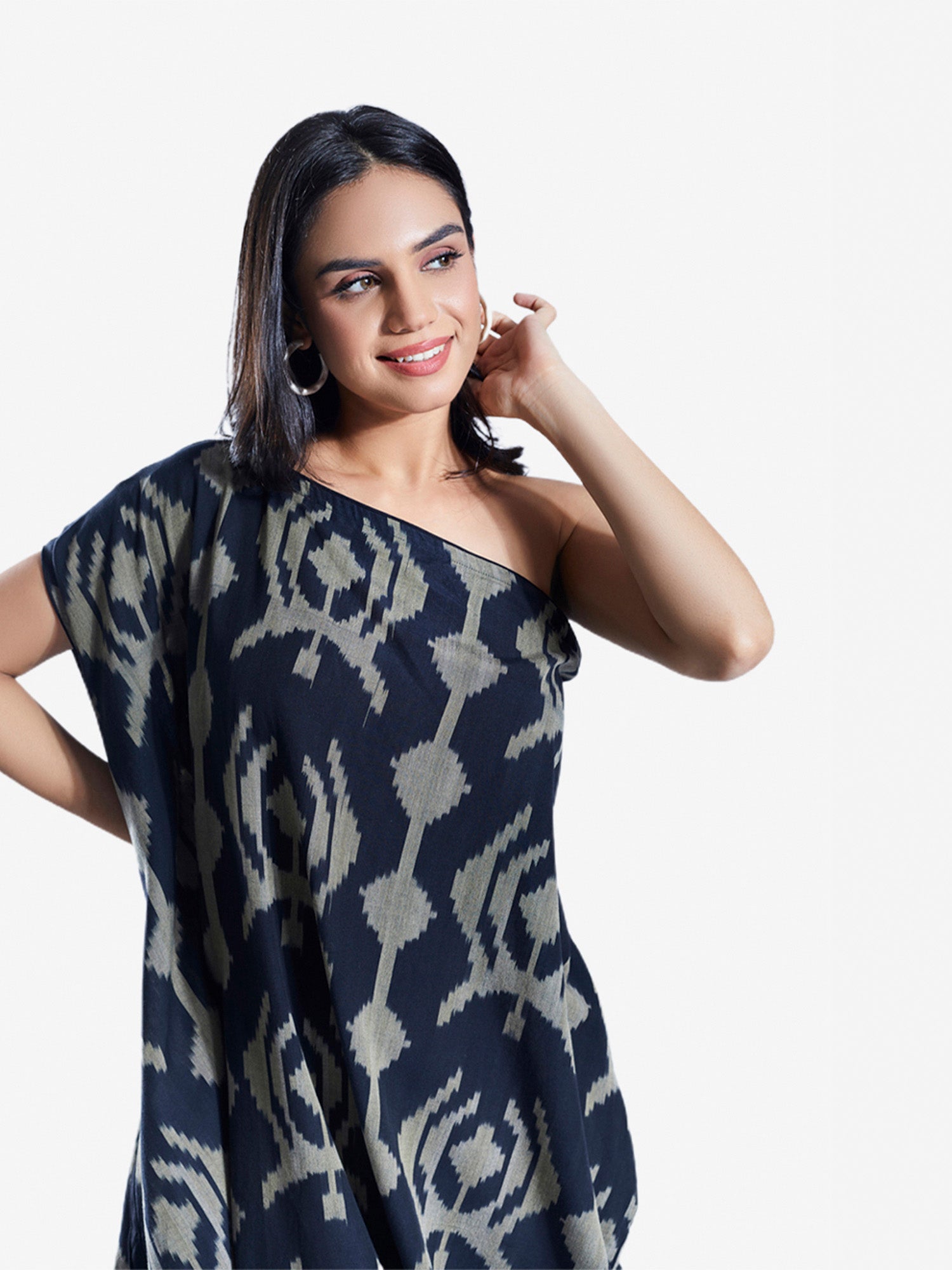 LUNA Black & Sand Woven Ikat Midi Mala Singh