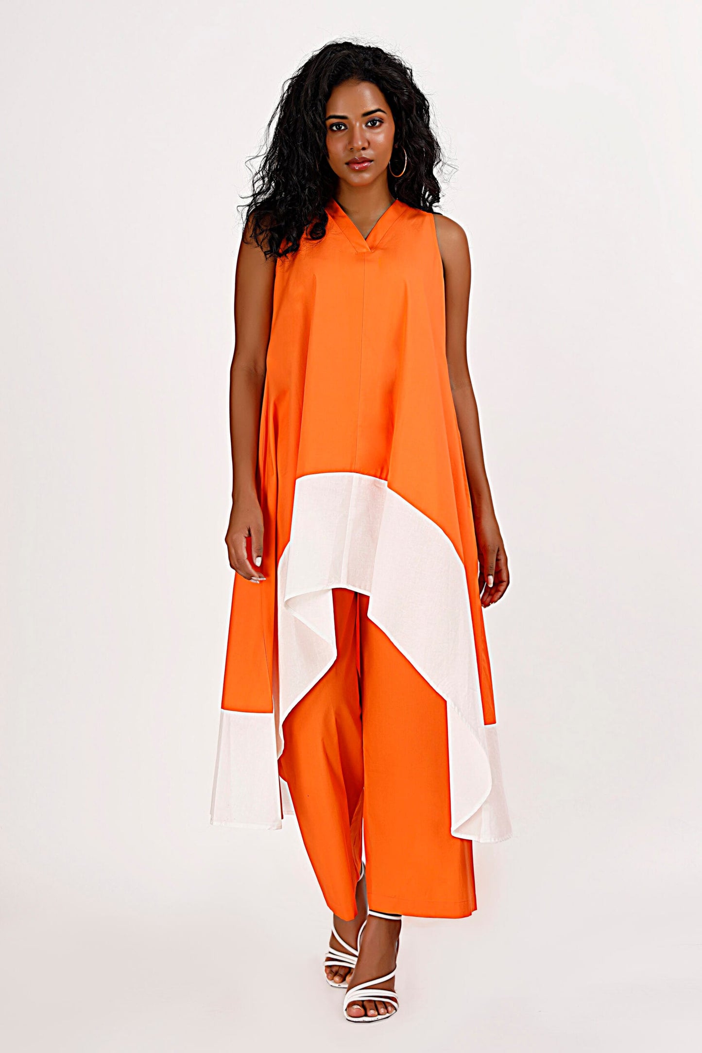 KOCHI White & Orange Co-Ord Set Mala Singh