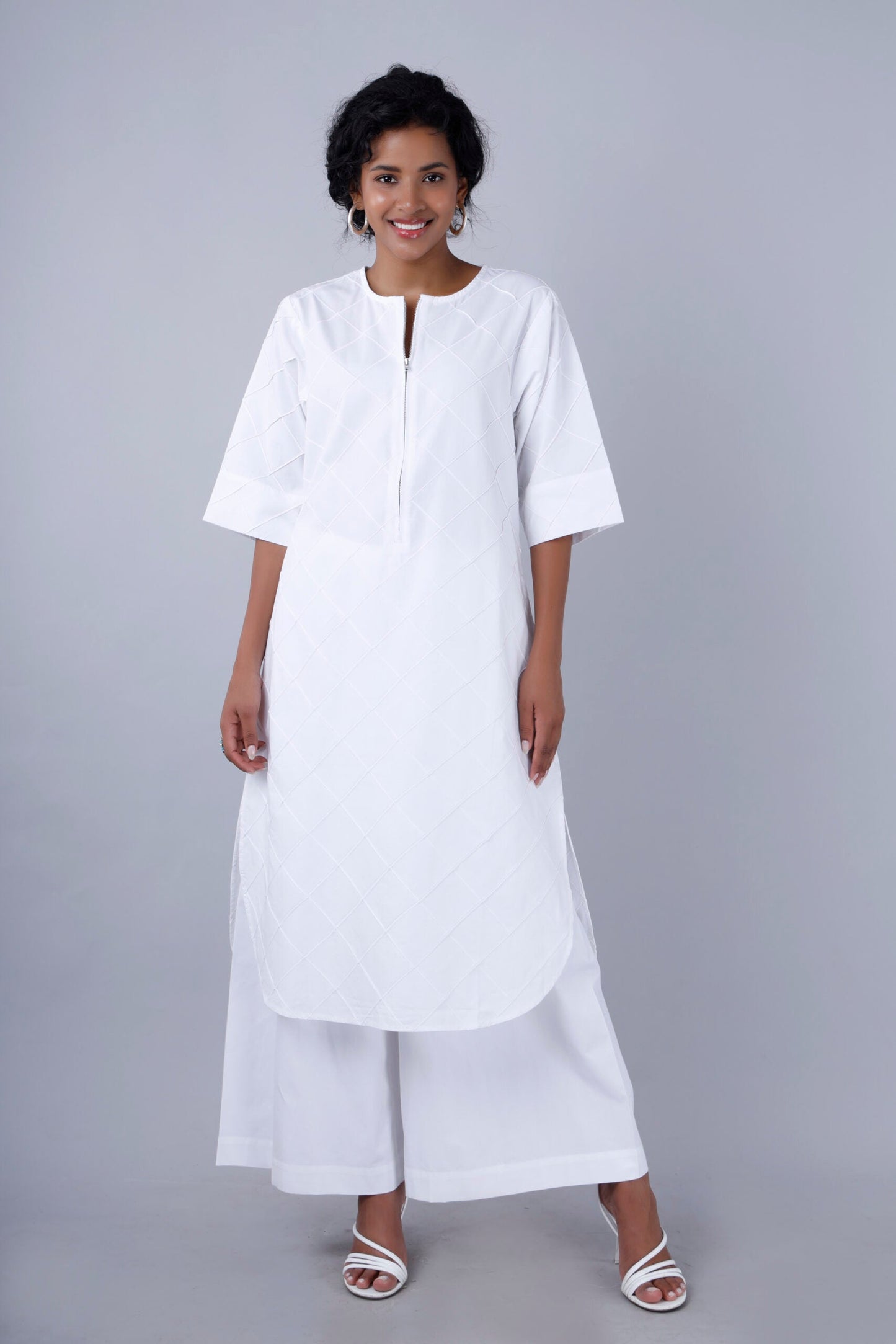 ZOYA White Pintuck Co-Ord Set Mala Singh
