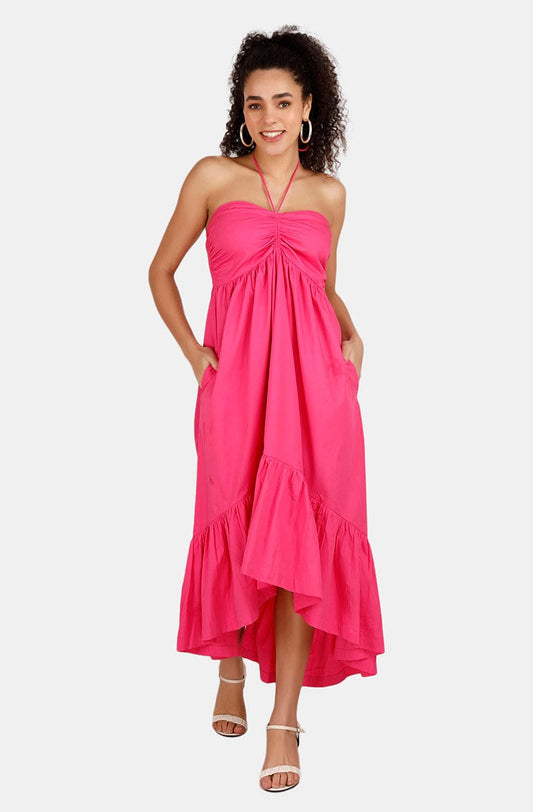VALENCIA Fuchsia Knee Length Dress Mala Singh