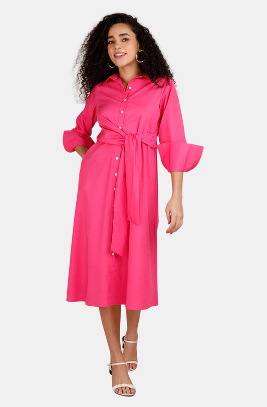 Manhattan Fuchsia Shirt Dress Mala Singh