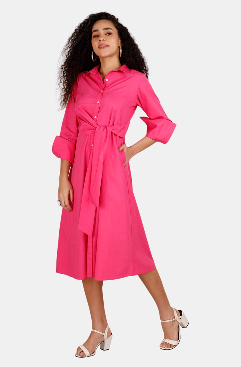 Manhattan Fuchsia Shirt Dress Mala Singh