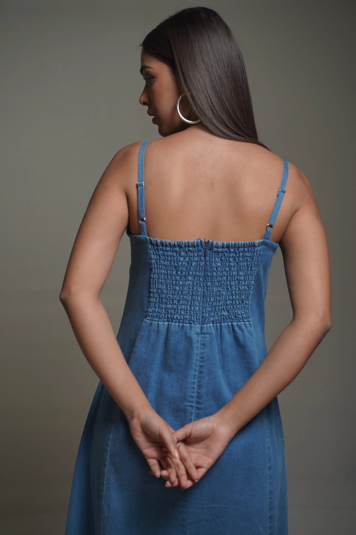 GIGI Medium Blue Denim Maxi Dress Mala Singh