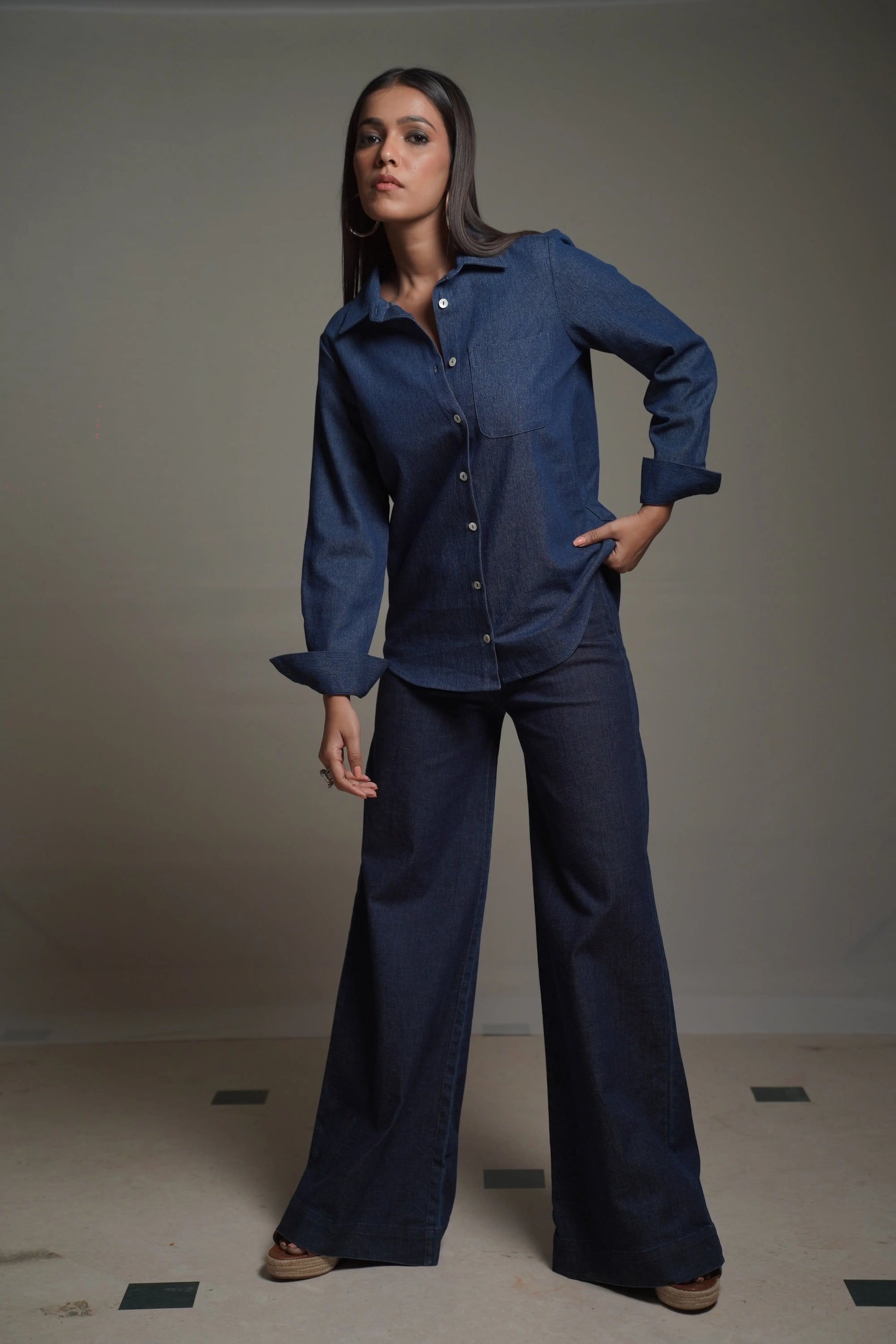 THE CHARLOTTE Dark Denim Shirt Mala Singh