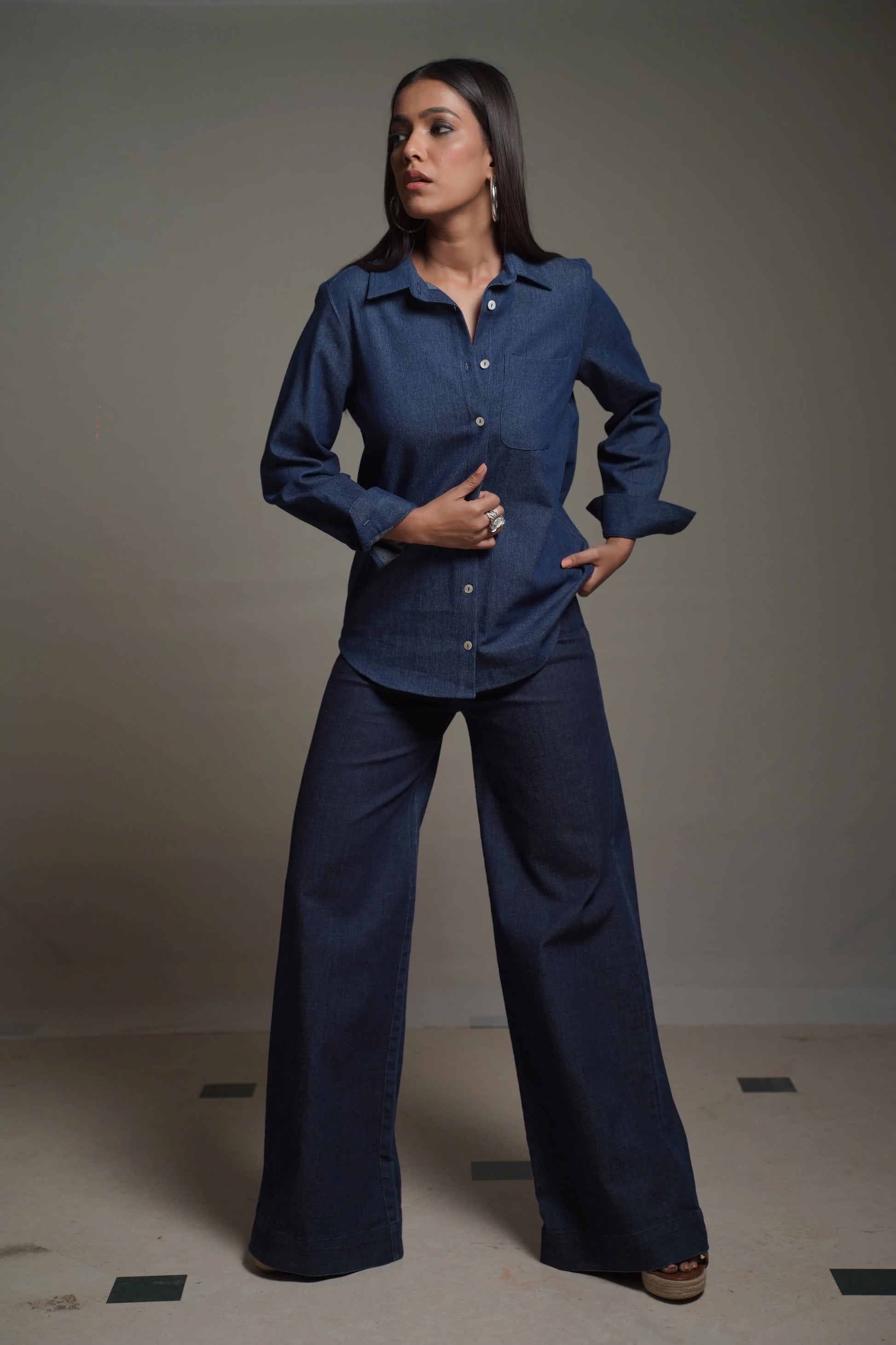 THE CHARLOTTE Dark Denim Shirt Mala Singh