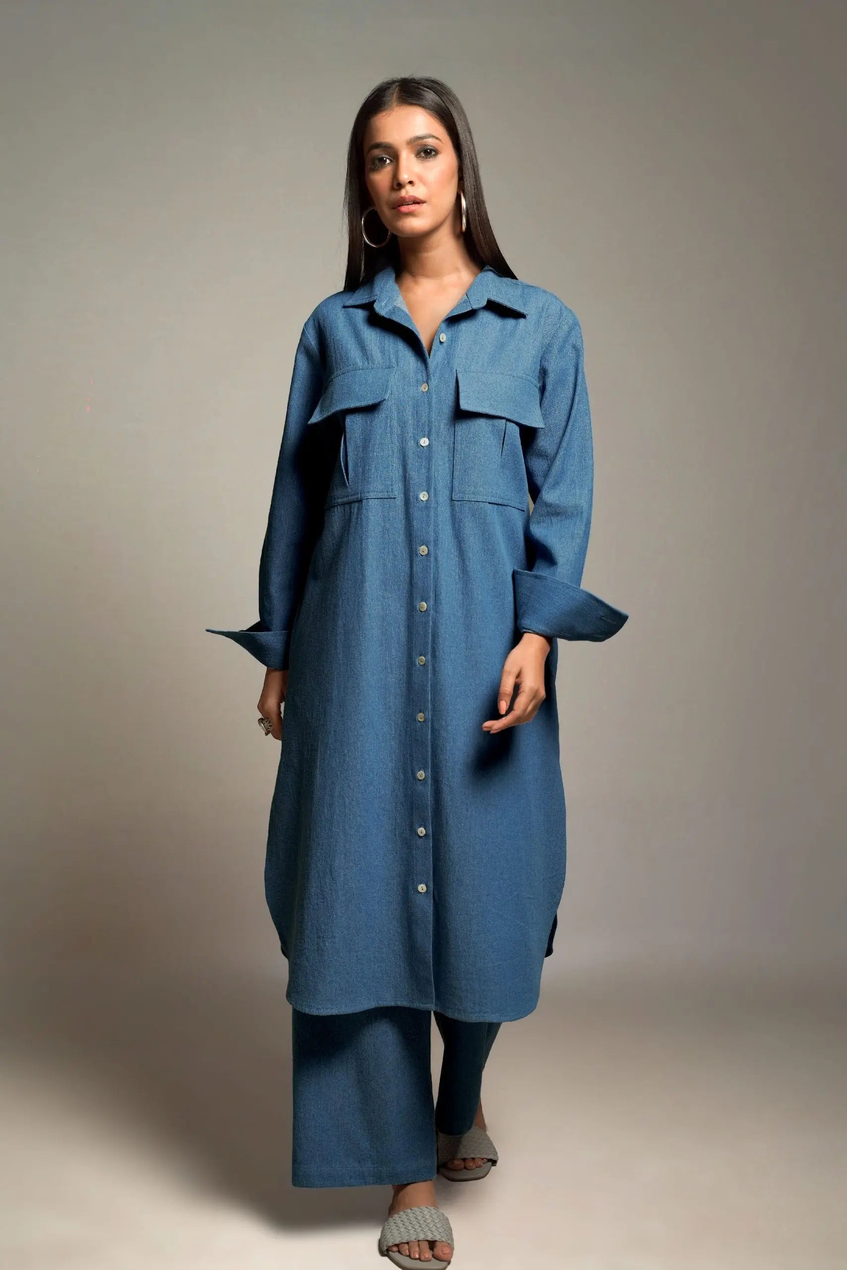 HAILEY Medium Blue Denim Co-Ord Set Mala Singh