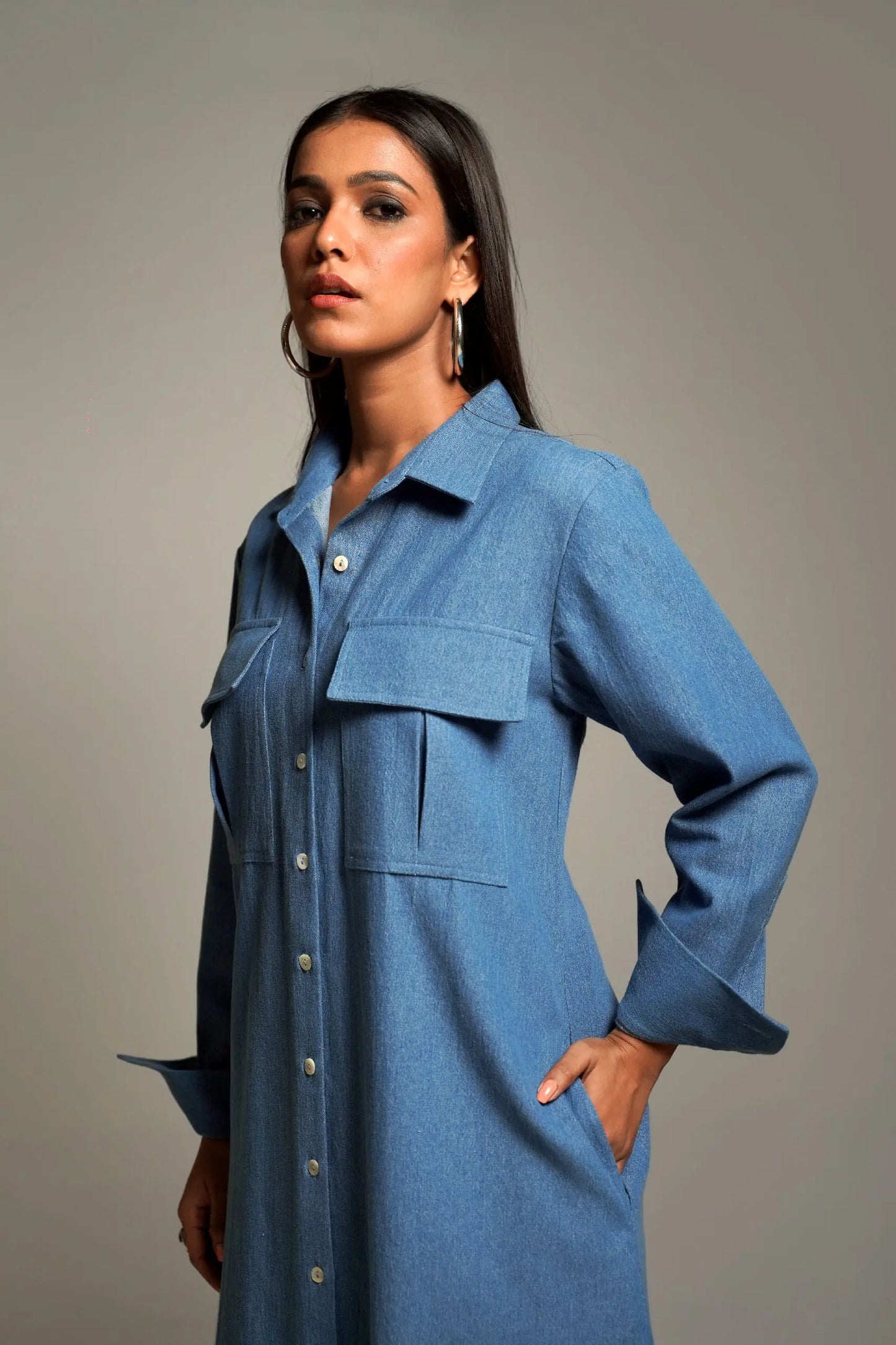 HAILEY Medium Blue Denim Co-Ord Set Mala Singh