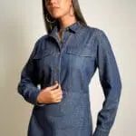 Kendall Dark Blue Denim Shirt Dress Mala Singh