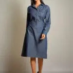 Kendall Dark Blue Denim Shirt Dress Mala Singh